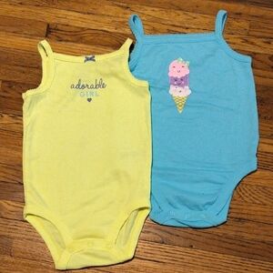 Adorable Girl Yellow and Blue Kids One Piece Set